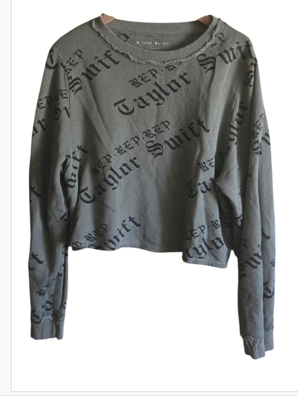 Rare 2017 Taylor Swift Reputation Olive Green Cropped Sweatshirt